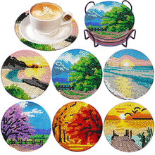 Load image into Gallery viewer, 6Pcs Wooden Natural Scenery Diamond Painting Coasters for Art Craft for Kids