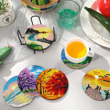 Load image into Gallery viewer, 6Pcs Wooden Natural Scenery Diamond Painting Coasters for Art Craft for Kids