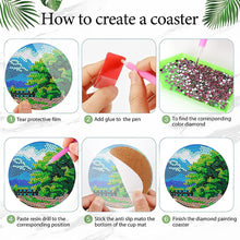 Load image into Gallery viewer, 6Pcs Wooden Natural Scenery Diamond Painting Coasters for Art Craft for Kids