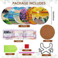 Load image into Gallery viewer, 6Pcs Wooden Natural Scenery Diamond Painting Coasters for Art Craft for Kids