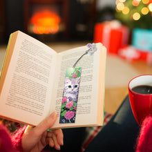 Load image into Gallery viewer, 3Pcs Special Shaped Cat Flower Diamond Painting Bookmark Making Kit Decoration