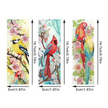 Load image into Gallery viewer, 3Pcs Special Shaped Bird Flower Diamond Painting Bookmark Making Kit Decoration