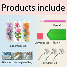 Load image into Gallery viewer, 3Pcs Special Shaped Flower DIY Diamond Painting Bookmark Making Kit Decoration