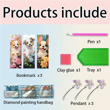 Load image into Gallery viewer, 3Pcs Special Shaped Dog Flower Diamond Painting Bookmark Making Kit Decoration