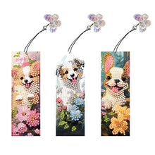 Load image into Gallery viewer, 3Pcs Special Shaped Dog Flower Diamond Painting Bookmark Making Kit Decoration