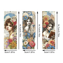 Load image into Gallery viewer, 3Pcs Special Shaped Retro Girl Diamond Painting Bookmark Making Kit Decoration