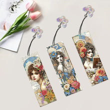 Load image into Gallery viewer, 3Pcs Special Shaped Retro Girl Diamond Painting Bookmark Making Kit Decoration