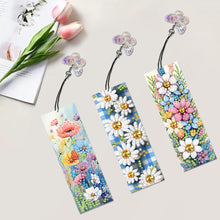 Load image into Gallery viewer, 3Pcs Special Shaped Flower DIY Diamond Painting Bookmark Making Kit Decoration