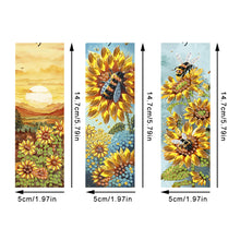 Load image into Gallery viewer, 3Pcs Special Shaped Sunflower Bee DIY Diamond Painting Bookmark Making Kit Decor