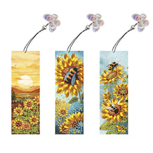 Load image into Gallery viewer, 3Pcs Special Shaped Sunflower Bee DIY Diamond Painting Bookmark Making Kit Decor