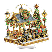 Load image into Gallery viewer, Acrylic Special Shaped Christmas Train Station Diamond Painting Desktop Decor