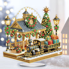Load image into Gallery viewer, Acrylic Special Shaped Christmas Train Station Diamond Painting Desktop Decor