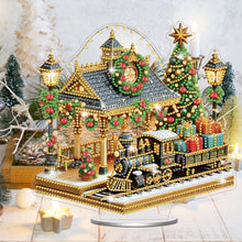 Load image into Gallery viewer, Acrylic Special Shaped Christmas Train Station Diamond Painting Desktop Decor