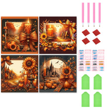 Load image into Gallery viewer, 4pcs Round Diamond Painting Set - Autumn candles (40*40CM)