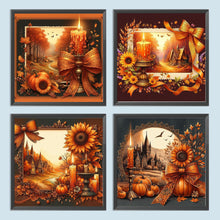 Load image into Gallery viewer, 4pcs Round Diamond Painting Set - Autumn candles (40*40CM)
