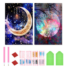Load image into Gallery viewer, 2pcs Round Diamond Painting Set - Stars and moon (40*60CM)