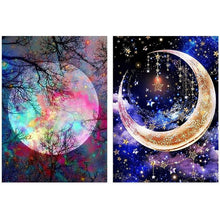 Load image into Gallery viewer, 2pcs Round Diamond Painting Set - Stars and moon (40*60CM)