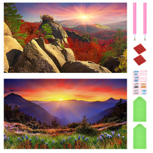 Load image into Gallery viewer, 2pcs Round Diamond Painting Set - Outdoor scenery (70*40CM)