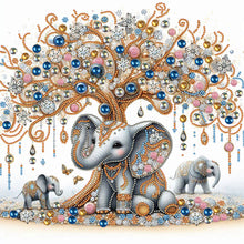 Load image into Gallery viewer, Diamond Painting - Partial Special Shaped - Elephant under the tree (40*40CM)