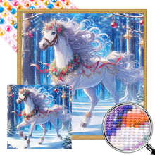 Load image into Gallery viewer, AB Diamond Painting - Full Round - Christmas galloping white horse (40*40CM)