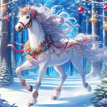 Load image into Gallery viewer, AB Diamond Painting - Full Round - Christmas galloping white horse (40*40CM)