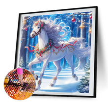 Load image into Gallery viewer, AB Diamond Painting - Full Round - Christmas galloping white horse (40*40CM)