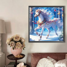 Load image into Gallery viewer, AB Diamond Painting - Full Round - Christmas galloping white horse (40*40CM)