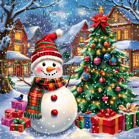 AB Diamond Painting - Full Round - Christmas snowman Christmas tree (40*40CM)
