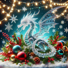 Load image into Gallery viewer, AB Diamond Painting - Full Round - Christmas ice crystal white dragon (40*40CM)