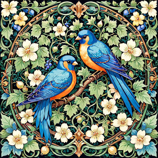 AB Diamond Painting - Full Round - Birds on branches (40*40CM)