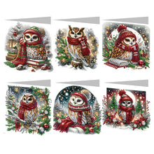 Load image into Gallery viewer, 6Pcs Christmas Special Shape Owl Diamond Painting Greeting Card for Friends