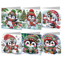 Load image into Gallery viewer, 6Pcs Christmas Special Shape Penguin Diamond Painting Greeting Card for Friends