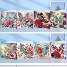 Load image into Gallery viewer, 8Pcs Butterfly Diamond Painting Greeting Card Diamond Drawing Card for Friends
