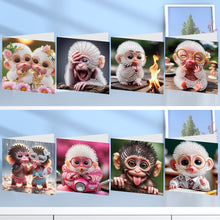 Load image into Gallery viewer, 8Pcs Funny Monkey Diamond Painting Greeting Card Diamond Drawing Card for Kids