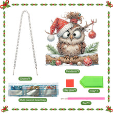 Load image into Gallery viewer, Acrylic Special Shape Christmas Owl DIY Diamond Painting Art Pendant Kit