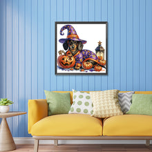 Load image into Gallery viewer, Diamond Painting - Partial Special Shaped - Halloween dachshund (30*30CM)