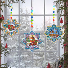 Load image into Gallery viewer, 3Pcs Christmas Theme Diamond Painting Suncatcher Hanging Decor for Kid DIY Craft