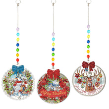 Load image into Gallery viewer, 3Pcs Christmas Theme Diamond Painting Suncatcher Hanging Decor for Kid DIY Craft