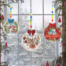 Load image into Gallery viewer, 3Pcs Christmas Theme Diamond Painting Suncatcher Hanging Decor for Kid DIY Craft