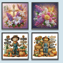 Load image into Gallery viewer, 4Pcs Partial Special Diamond Painting Set - Pumpkin scarecrow cross lavender (40*40CM)
