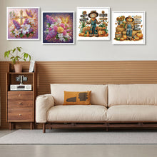 Load image into Gallery viewer, 4Pcs Partial Special Diamond Painting Set - Pumpkin scarecrow cross lavender (40*40CM)