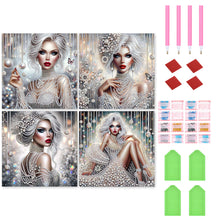 Load image into Gallery viewer, 4Pcs Partial Special Diamond Painting Set - Elegant lady (30*30CM)