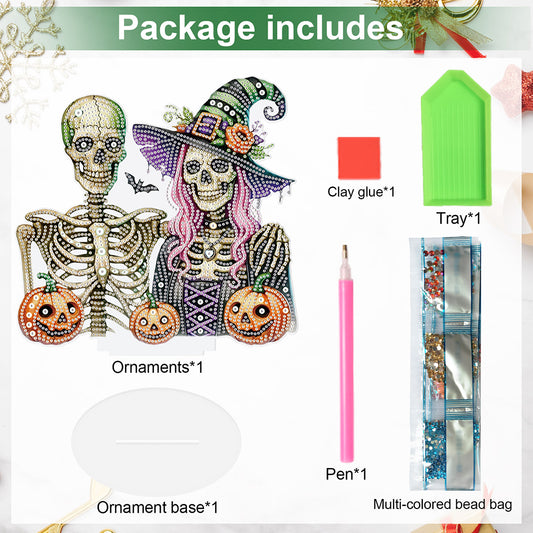 Halloween Special Shape Skeleton Witch Diamond Painting Desktop Ornaments
