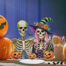 Load image into Gallery viewer, Halloween Special Shape Skeleton Witch Diamond Painting Desktop Ornaments