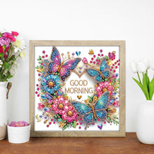 Load image into Gallery viewer, Diamond Painting - Partial Special Shaped - Good morning and good night dreamy butterflies (40*40CM)