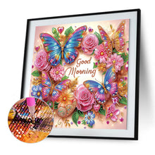 Load image into Gallery viewer, Diamond Painting - Partial Special Shaped - Good morning and good night dreamy butterflies (40*40CM)