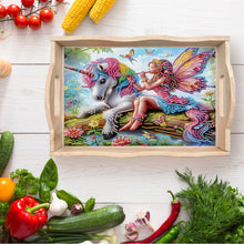 Load image into Gallery viewer, Wooden Cute Cartoon Diamond Decorative Serving Tray with Handle for Home Decor