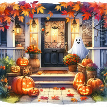 Load image into Gallery viewer, Diamond Painting - Full Round - Halloween atmosphere at the entrance of the courtyard (40*40CM)