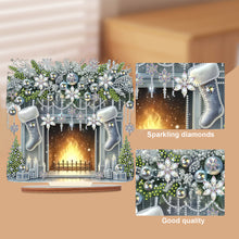 Load image into Gallery viewer, Wooden Special Shaped Fireplace White Stockings Diamond Painting Table Ornament