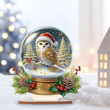 Load image into Gallery viewer, Wooden Special Shaped Crystal Ball Christmas Owl Diamond Painting Table Ornament